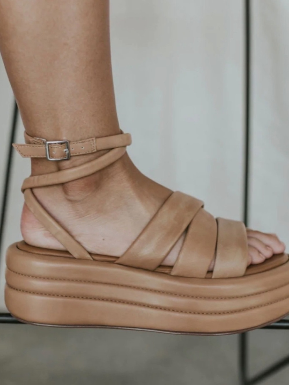 Free People Harper Strappy Platform Platform Sandals 41 tan brown 11